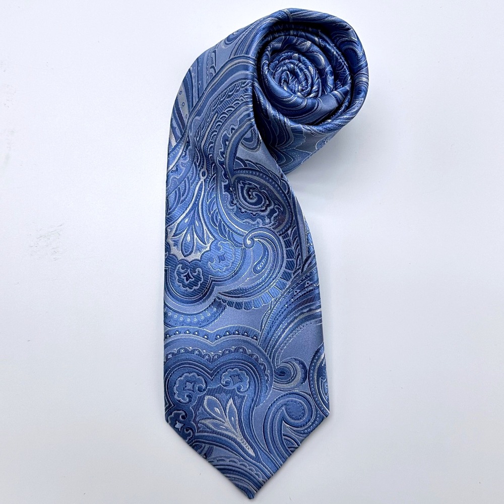 Donald J Trump Signature Collection Blue Paisley Silk Necktie Mens Hand Made Tie